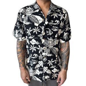 Vintage Polo Ralph Lauren Hawaiian shirt King Kamehameha statue Aloha wear 10327